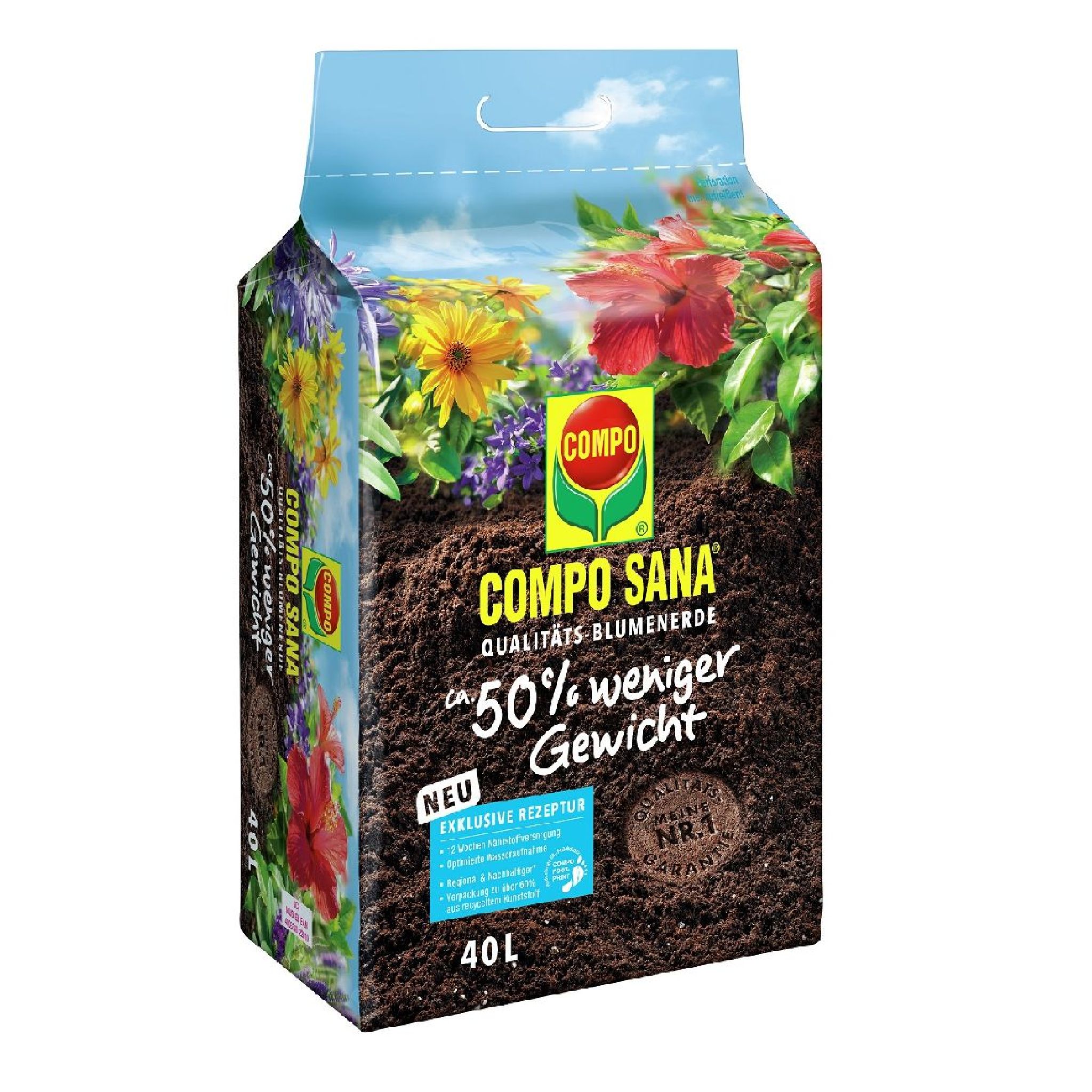 COMPO SANA Blumenerde mi Dnger fr alle Zimmer-, Balkon- und  Gartenpflanzen, Kultursubstrat, braun, 40 Ltr