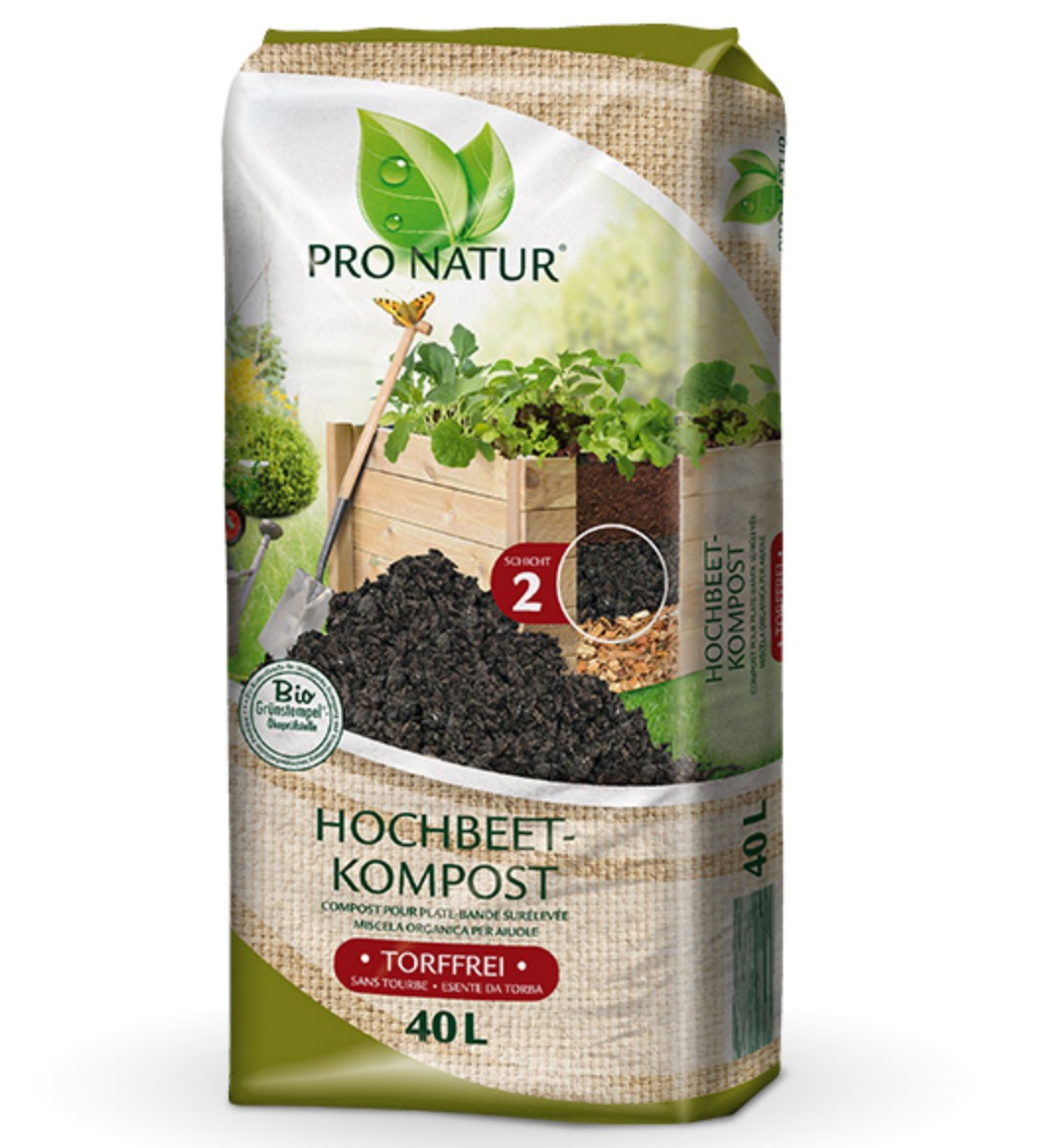 PRO NATUR Hochbeet Kompost BIO Grünstempel Torffrei, 40 Ltr